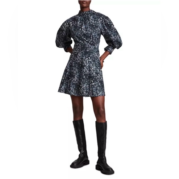All Saints Dresses & Skirts - All Saints Black and Blue Floral Midi Dress